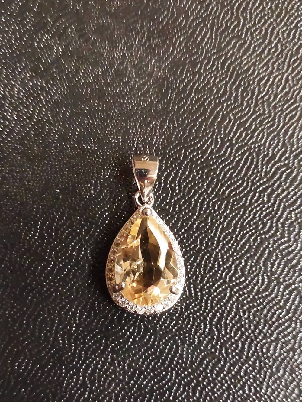Elegant Teardrop Genuine Citrine Pendant SS 925